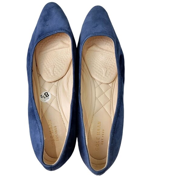 Cole Haan Leather Wedge Shoes Women 8.5 Blue Suede Loafer Slip On Cushioned 39 - Picture 8 of 16